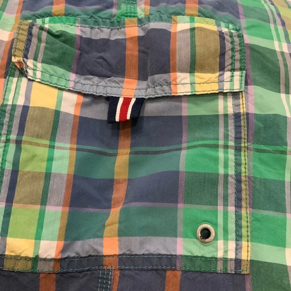 Tommy Hilfiger Plaid Board Swim Trunks Medium
